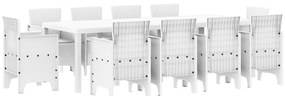 vidaXL Kert étkező szett 11 pcs Fehér Polipropilén