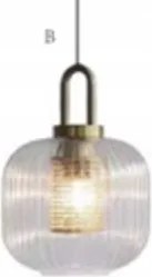 Brezar függőlámpa 20 cm gömb alakú üveg bordázott elegáns arany