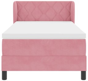 Boxspring Ágy Matrac Rózsaszín 90x190 cm Bársonyos