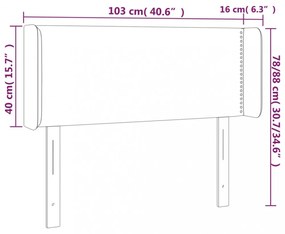 krémszínű műbőr LED-es fejtámla 103 x 16 x 78/88 cm
