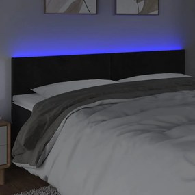 fekete bársony LED-es fejtámla 180x5x78/88 cm