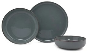 12 részes porcelán étkészlet, szürke