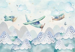 Fotótapéta Repülőgépek hegyek felhők csillagok gyerekszoba 300x210 +ragasztó