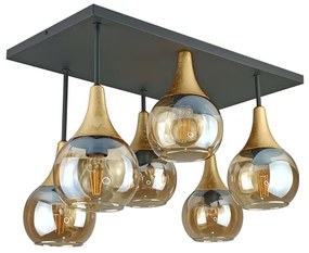 Felületre szerelhető csillár  SOMA 6xE27/60W/230V fekete/arany/füstös bézs