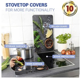 Szürke edzett üveg tűzhely fedőlap szett 2 db-os Universal Herbs – Wenko