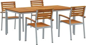 vidaXL Kert étkező szett 5 pcs Szürke Tömör Akácfa