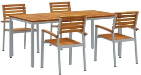 vidaXL Kert étkező szett 5 pcs Szürke Tömör Akácfa