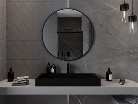 Mexen Loft, kerek fürdőszobai tükör 95 cm, keret színe fekete matt, 9850-095-095-000-70