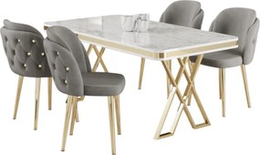 Rigel étkezőgarnitúra, fehér-arany, 130 cm – TR240CHR2227