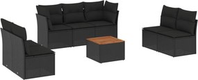 vidaXL 8 részes fekete polyrattan kerti ülőgarnitúra párnákkal