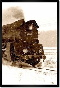 Poszterek keretben 40x60 Gőzmozdony Ol4959 a hóviharban