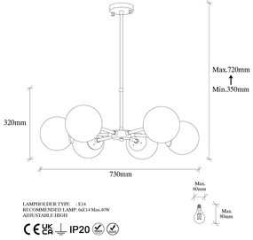 Aranyszínű függőlámpa üveg búrával ø 73 cm Akkas – Opviq lights