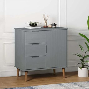 vidaXL MOLDE szürke tömör fenyőfa tálalószekrény 76,5 x 40 x 80 cm