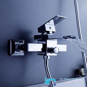 Fali kádtöltő csaptelep EYN SK3542 LED-világítással és vízeséses kifolyóval, króm, ezüst és fekete-fehér kivitelben