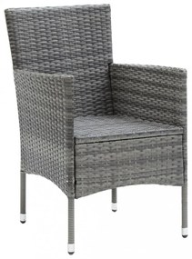 vidaXL 7 részes szürke polyrattan kerti étkezőgarnitúra párnákkal