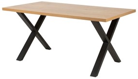Asztal Oakland 383Fekete, Vad tölgy, 75x90x160cm, Közepes sűrűségű farostlemez, Fém