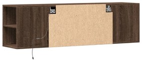 barna tölgyszínű fali TV-szekrény LED-del 135x31x39,5 cm