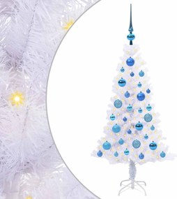 vidaXL Mű karácsonyfa 150 LED-del állvánnyal Fehér 120 cm PVC és Acél