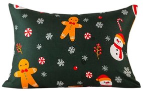 SNOWMAN AND GINGERBREAD 70x90 cm zöld mikroszálas párnahuzat