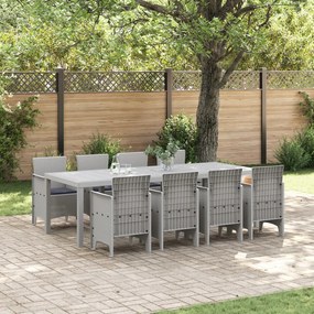 9 Részes Kert Étkező Szett párnákkal Fehér Poly Rattan