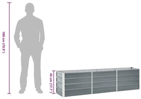 szürke horganyzott acél kerti magaságyás 240 x 40 x 45 cm