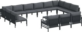 vidaXL Kerti Kanapé Szett párnával 14 pcs Fekete Acél