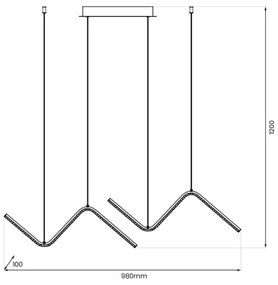 LED Csillár zsinóron VERTE 2xLED/11W/230V fekete