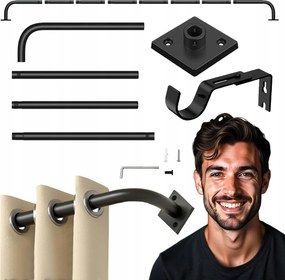 Függönykarnis rúd matt fekete kihúzható 85-228 cm átmérő 25 mm fém