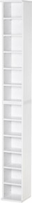 HOMCOM CD vagy DVD Polcok - 12 rekesz, 204 CD tárolására, állítható polccal, nappaliba, hálószobába, irodába, 21x22.5x88.5 cm, Fehér | Aosom