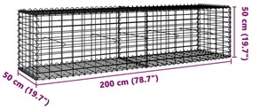 horganyzott vas gabion kosár fedéllel 200 x 50 x 50 cm