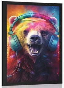 Plakát medve fülhallgatóval