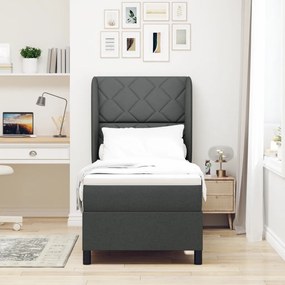 Boxspring Ágy Matrac Fekete Szürke színben, 80x200 cm, Szövet