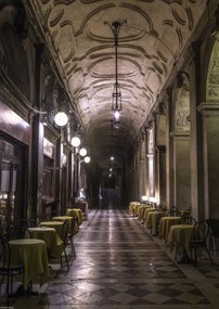 Poszter 29,7x42cm San Marco folyosó tåblåkkal és székekkel, Assaf Frank