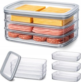 Emeletes Tartályok Felvágottakhoz Sajtokhoz Élelmiszer 3 x 0,8 l