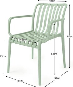 Műanyag szék TREGO karfákkal, zöld