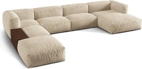 Bézs bársony moduláris sarokkanapé (bal oldali-U alakú) Martina – Micadoni