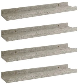 4 db betonszürke fali polc 40 x 9 x 3 cm