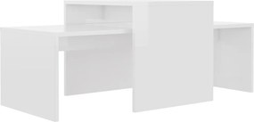 vidaXL magasfényű fehér szerelt fa dohányzóasztal szett 100x48x40 cm
