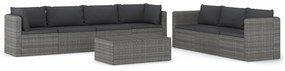 8 részes szürke polyrattan kerti bútorszett párnákkal