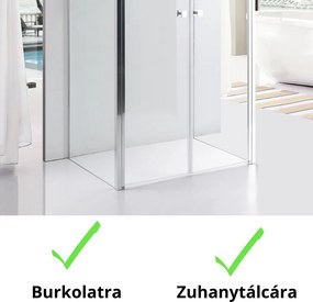 Stuxi Roma 70x70 falsíkra szerelhető 3 oldalú kétszárnyú nyílóajtós zuhanykabin 6 mm vízlepergető biztonsági üveggel, króm elemekkel, 195 cm magas