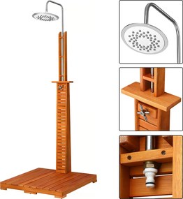 TAHITI kerti zuhany eukaliptuszfából, 223 cm, barna/ezüst Casaria