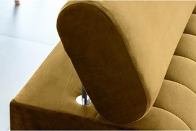 Mustársárga bársony kinyitható kanapé 261 cm Laurence – ELTAP