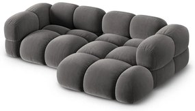 Szürke bársony sarokkanapé (jobb oldali-heverő résszel) Loretto – Cosmopolitan Design