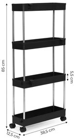 Praktikus kerekes polc - fekete