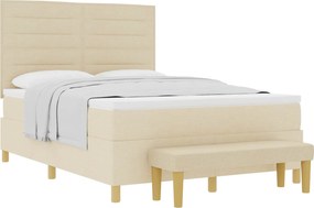 vidaXL Boxrugós ágy matracmal fejtámlával Krém 140 x 200 cm szövet