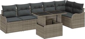 vidaXL Kanapé Szett párnával 7 pcs Szürke Poli rattan