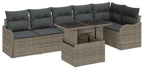 vidaXL Kanapé Szett párnával 7 pcs Szürke Poli rattan