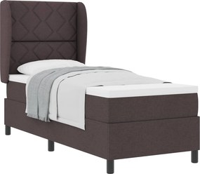 vidaXL Boxrugós ágy matracmal sötétbarna 80 x 200 cm szövet