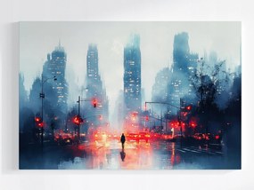 Poszter Kilátás Város Utca Autók Eső Ember 120x80