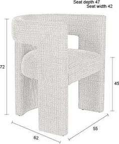 Krémszínű kárpitozott karfás étkezőfotel Medina – Dutchbone